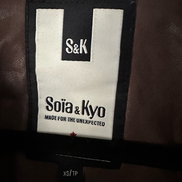 Soia & Kyo real Leather Moto Jacket Brown biker size xs belted - Picture 2 of 5